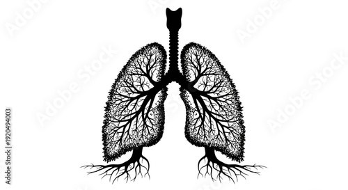 Human Lungs Anatomy Illustration Detailed View.