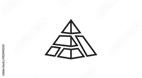 Abstract Geometric Stacked Pyramid Logo Symbolizing Foundation and Growth, isolated white background