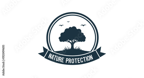 Nature Protection Logo with Tree Silhouette.
