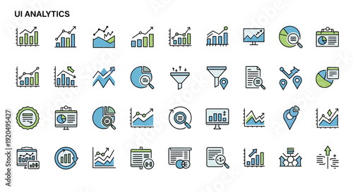 UI Analytics Icons Set: Data Analysis and Visualization