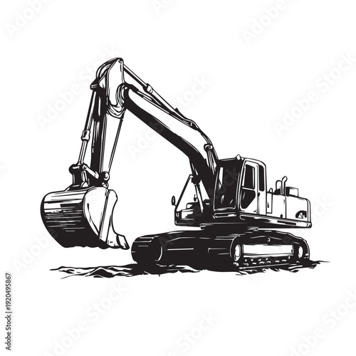 excavator on white background