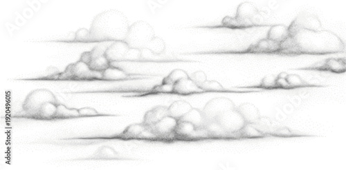 Ethereal stippled depiction of swirling clouds and mist in a grayscale palette, creating a sense of mystery, depth, and atmospheric abstraction

