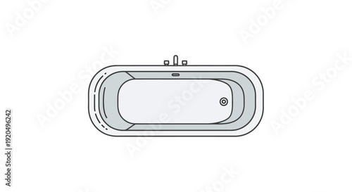 Simple Line Drawing of a Bathtub Illustration.