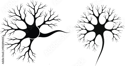 Neuron Cell Silhouette Vector Illustration