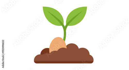 Small Green Seedling Growing in Soil.