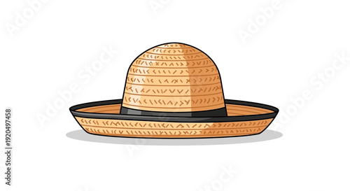 Traditional Mexican Straw Sombrero Hat Illustration.