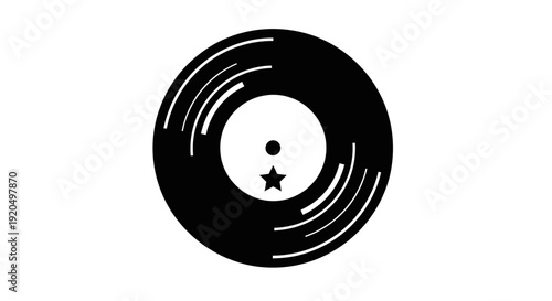 Vinyl Record with Star Logo Design Element.
