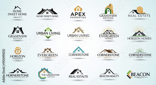 Collection of Real Estate Company Logos Featuring Houses.