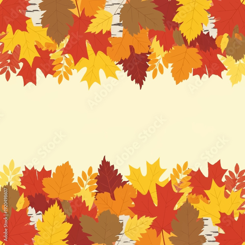 Autumn Leaves Border Design with Copy Space.