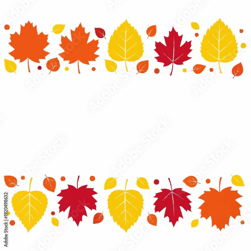 Autumn Leaves Border Design with Vibrant Colors.