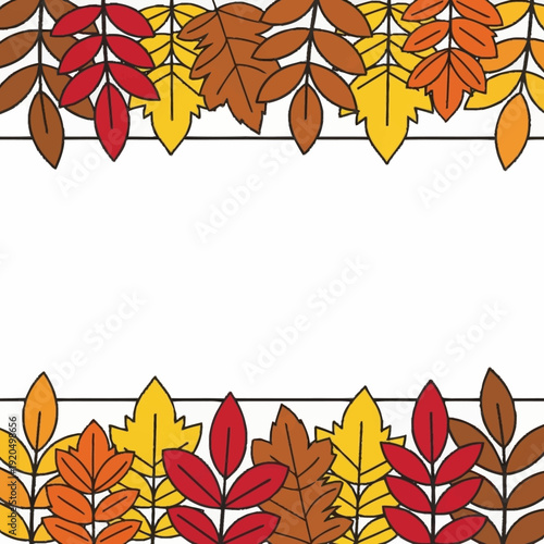 Autumn Leaves Border Design with Copy Space.