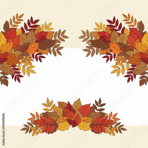 Autumn Leaves Decorative Border Design Elements.
