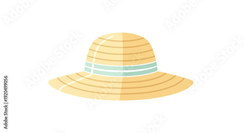 Yellow Straw Hat with Blue Band.