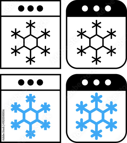 Freezer-safe icons in black, white, and blue outlines for diverse design use