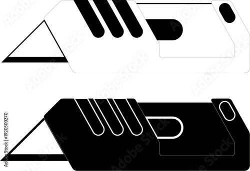 Utility knife icons showing outline and solid black designs for crafting or design work