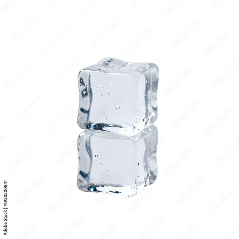 Obraz premium Two transparent ice cubes stacked on top of each other on a white background