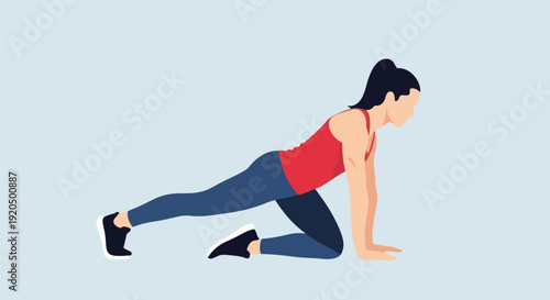 Woman doing push-up exercise in fitness attire.