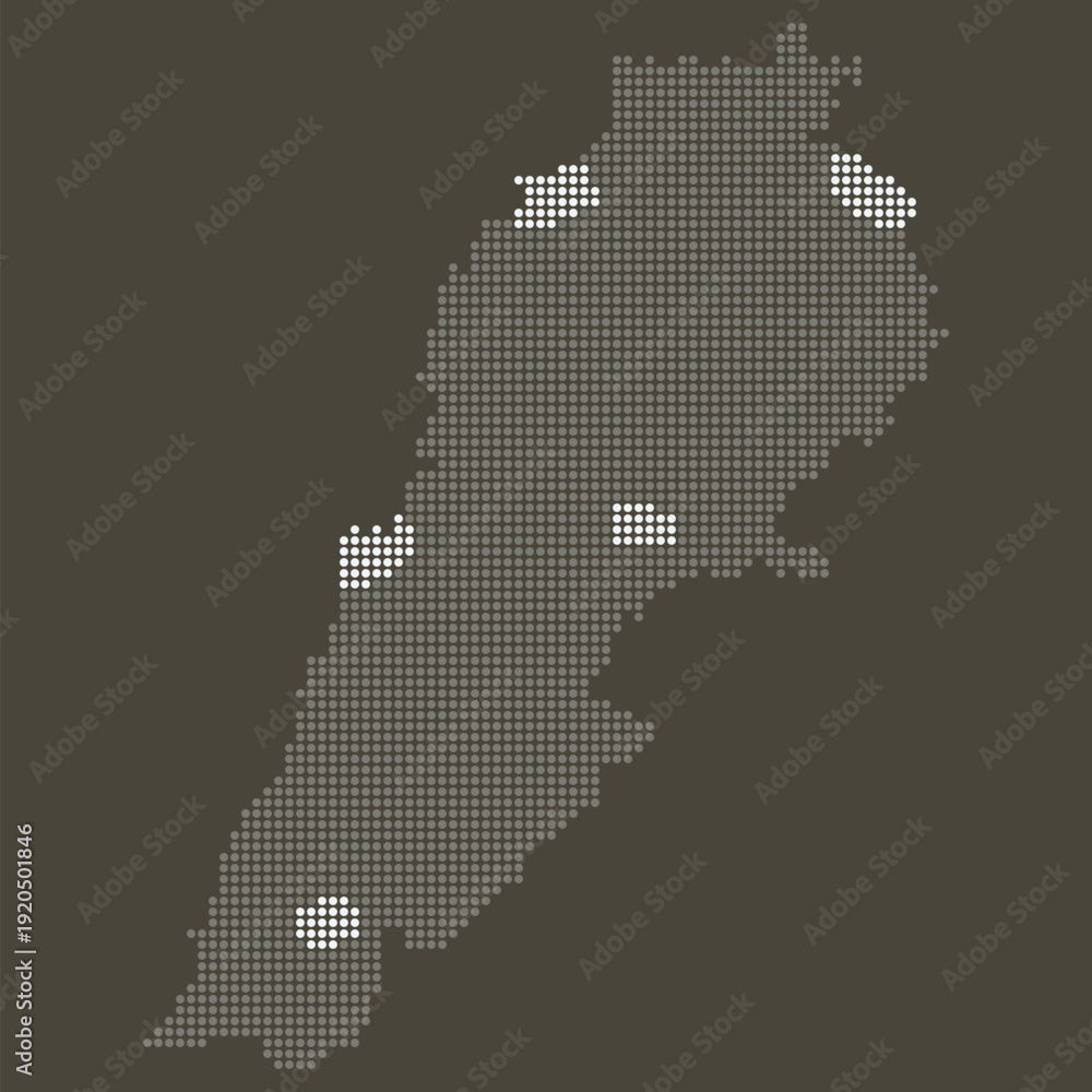 Obraz premium Lebanon Grey White Dotted Map Brown Solar Energy Hydroelectric Transition