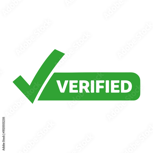 VERIFIED word minimal flat badge vector icon
single color, isolated on white background