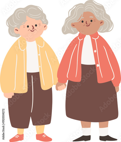 grandma couple friend character vector illustration