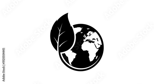 Globe with Leaf Environmental Symbol.
