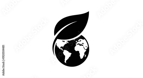 Globe with Leaf Eco Friendly Symbol.