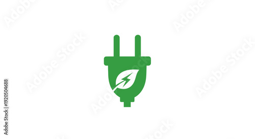 Green Electric Plug with Leaf Icon.