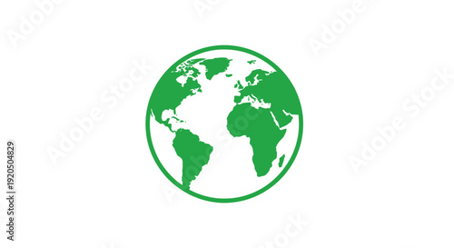 Green Globe Icon Representing Earth Symbol.
