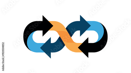 Interconnected arrows forming a circular motion symbolizing exchange and reciprocity.