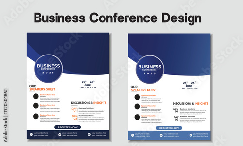 “2026 Corporate Business Conference & Webinar – Modern Flyer, Poster & Brochure Template with Colorful Abstract Design”