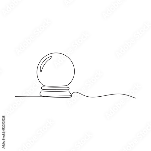 Simple one line drawing of a crystal ball resting on a small stand