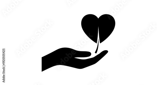 Hand Holding Heart Symbol Charity Support.
