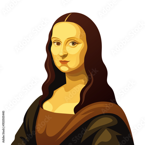 Stunning illustration of Mona Lisa with enigmatic smile and elegant attire