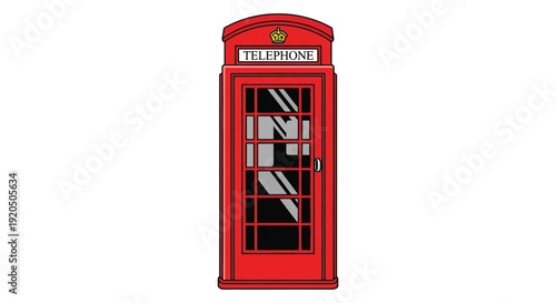 A vibrant red british telephone box stands prominently against a white background creating a striking silhouette high quality professional detailed modern