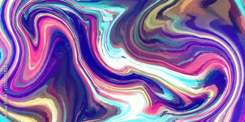 Hand Painted Background With Mixed Liquid Blue, Yellow And Red Paints. Abstract Fluid Acrylic Painting. Marbled Colorful Abstract Background. Liquid Marble Pattern.