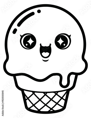 icecream kawai vector