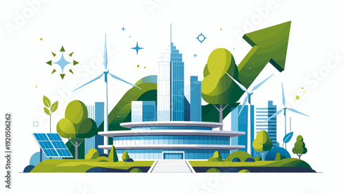 Sustainable City with Renewable Energy Sources and Green Technology.