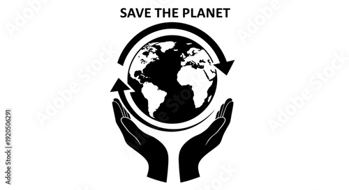 Hands Holding Earth Save Planet Illustration.
