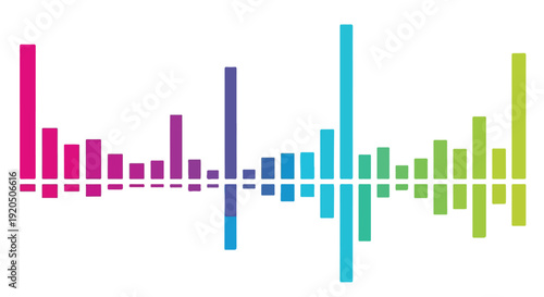 Colorful sound wave equalizer bars representing audio spectrum analysis or music visualization