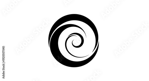 Minimalist black abstract spiral swirl vector icon isolated on white background
