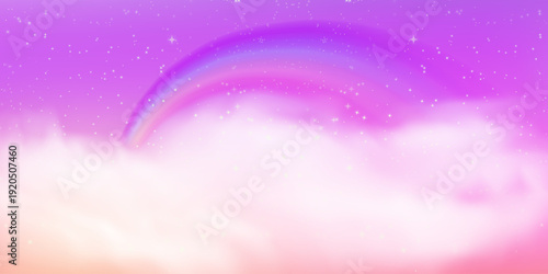 Dreamy pastel background with cute glitter stars and rainbow gradient. Magical pink bokeh creates an enchanting fairy-tale atmosphere perfect for princess-themed designs.
