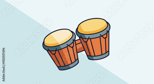 Pair of Cartoon Bongos Drums Illustration.