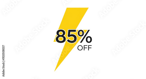 Stunning 85 percent discount offer with bold yellow lightning bolt