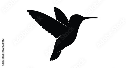 A striking black silhouette of a hummingbird in mid flight wings outstretched showcasing natural beauty silhouette high quality professional detailed