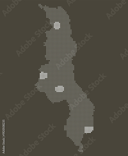 Malawi Grey White Dotted Map Brown Energy Transition Expo Circular Economy