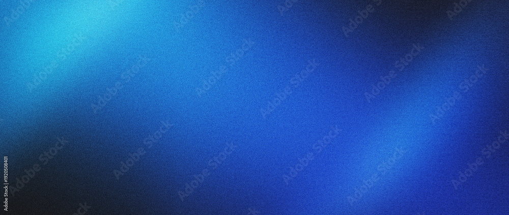 Obraz premium Blue blurred abstract gradient background with deep navy light cinematic grainy noise texture backdrop for modern digital design.