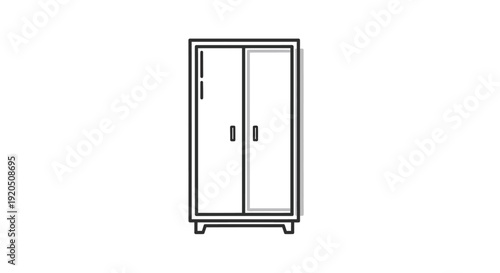 Simple Black and White Wardrobe Illustration.