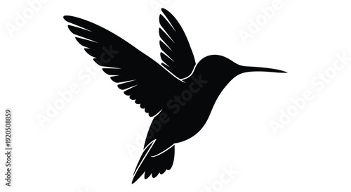 A striking black silhouette of a hummingbird in mid flight showcasing its delicate form and vibrant energy silhouette high quality