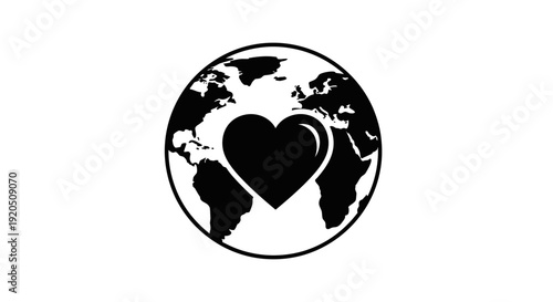 Globe with Heart Symbol Inside.