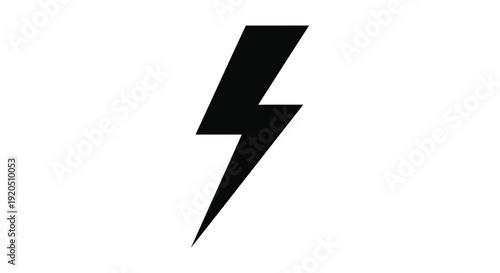 A stark black lightning bolt graphic dominates a white background creating a dramatic and impactful silhouette high quality professional